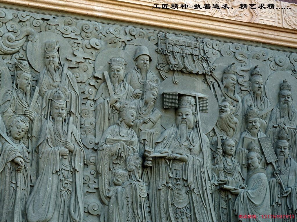 傳統大型浮雕-道教神仙浮雕朝元圖壁畫雕刻廠家
