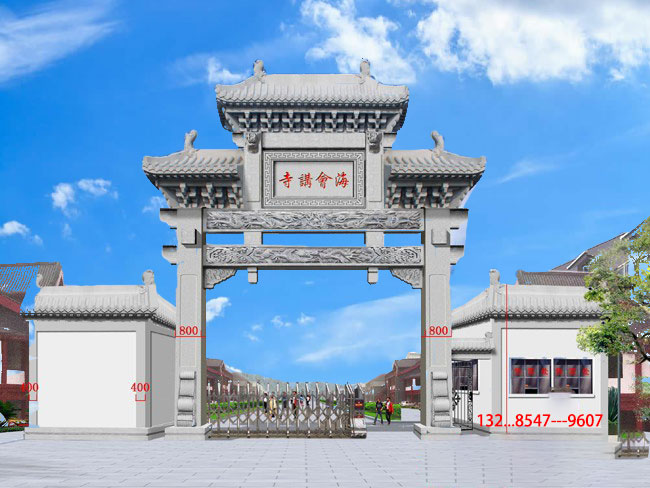 石雕門樓鄉鎮牌樓與石雕單門農村地區經典的雕刻圖片