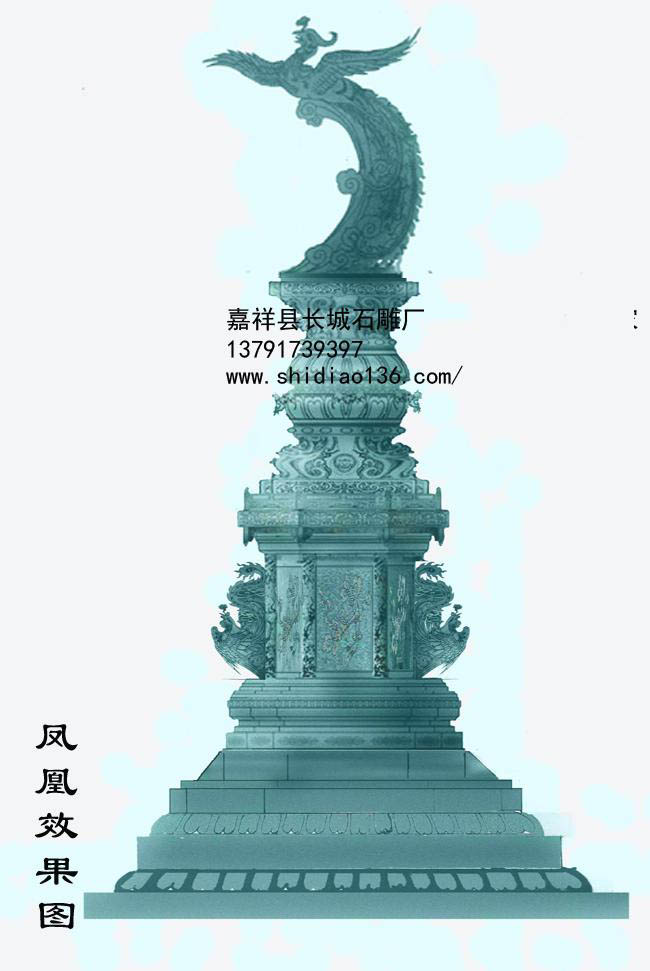 石雕鳳凰雕刻是祥瑞的象征，鳳凰和龍、麒麟、龜都是吉祥的靈獸，尤其是鳳凰和龍是我們?nèi)A夏民族的兩大圖騰